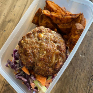 Caramelised Onion and Feta Burger